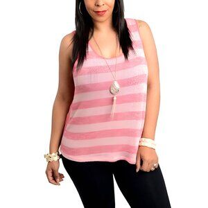 Colorswatch Ladies Sheer Tank Top With Necklace Coral Size 2XL  NWOT